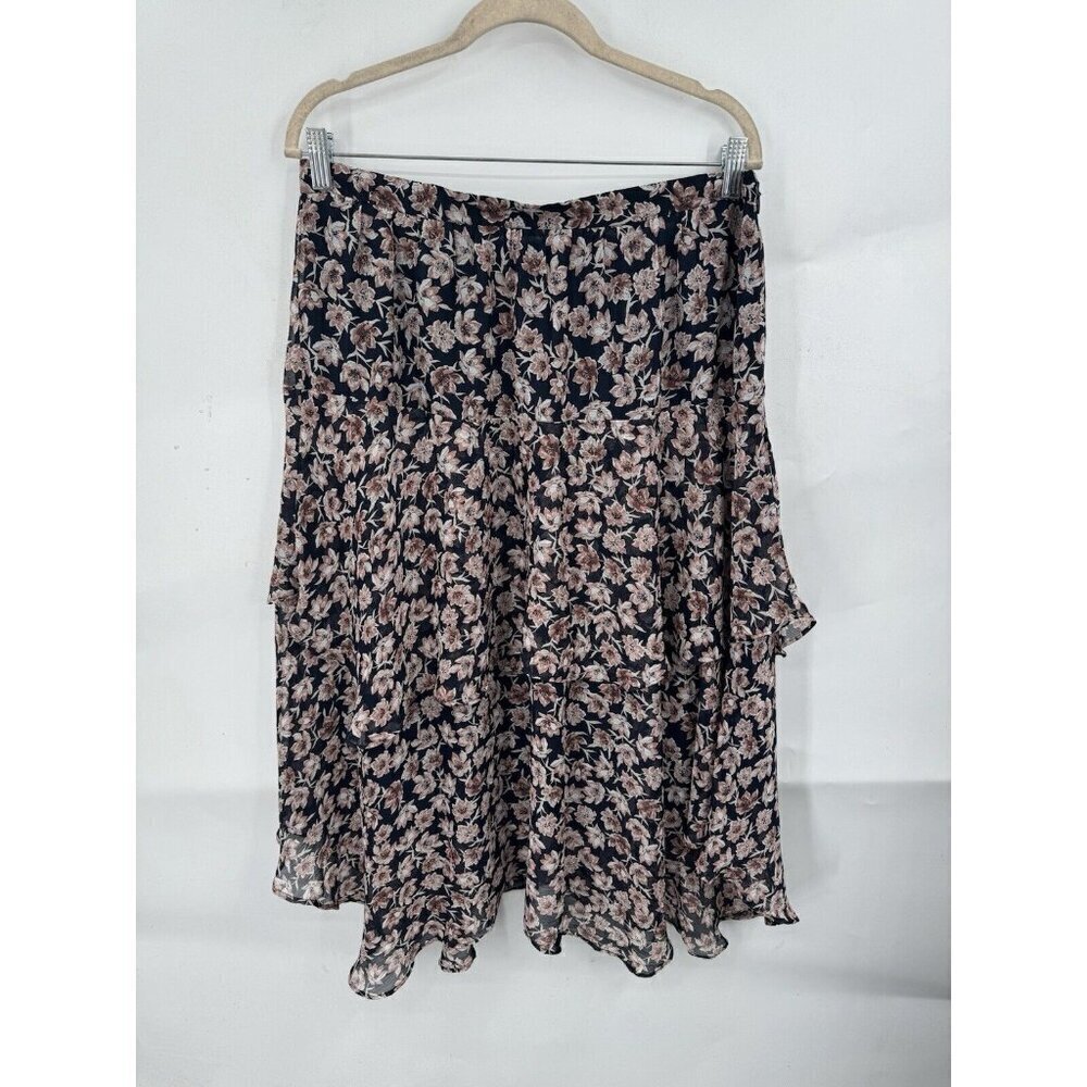 Loft‎ Midi Skirt Women 12 Cottagecore Floral Peasant Flare Ruffle Boho Milk Maid